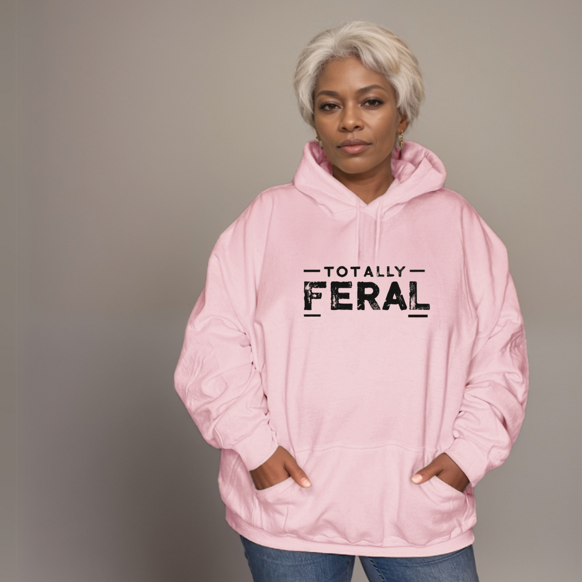 Premium Cotton Hoodie with “Totally Feral” Logo