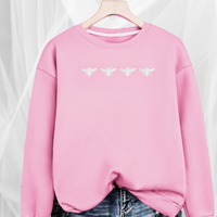 Cotton Sweatshirt with 4 White Bees Detail