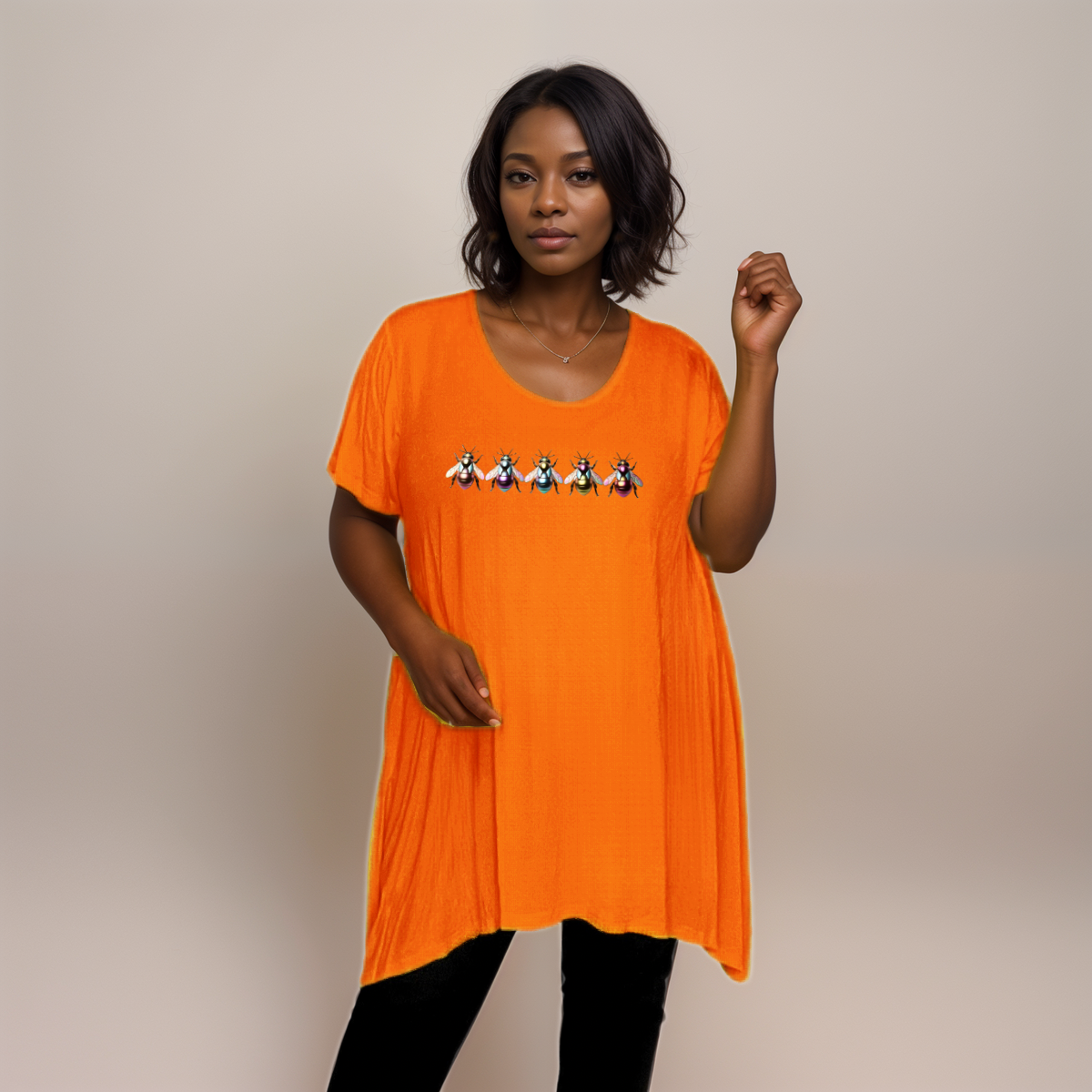 Multi Coloured Bee-Logo Hanky-Hem Swing Top