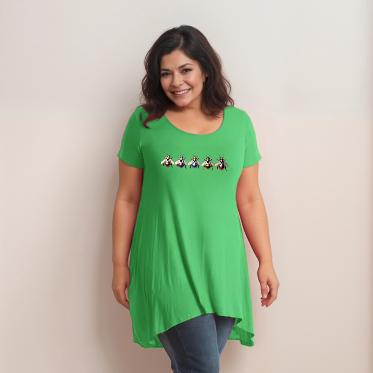 Multi Coloured Bee-Logo Hanky-Hem Swing Top