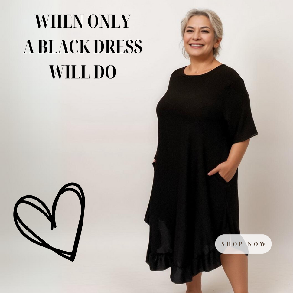 ROCKTHOSECURVES FRILLED DIPPED HEM ROUND NECK SHORT SLEEVE DRESSBLACK / UK 14