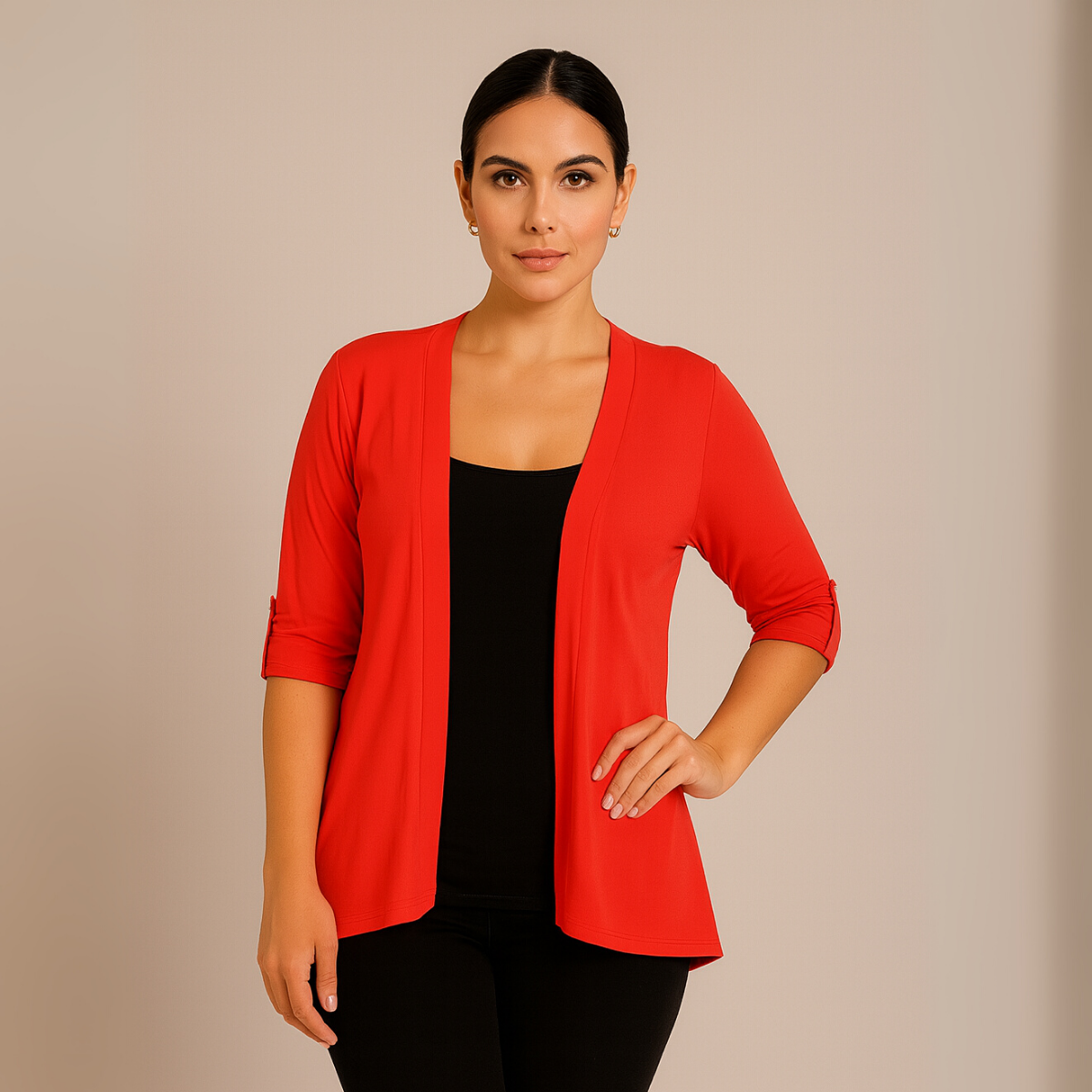 Dipped Hem Open Front Cardigan / Jacket