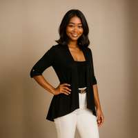 Dipped Hem Open Front Cardigan / Jacket
