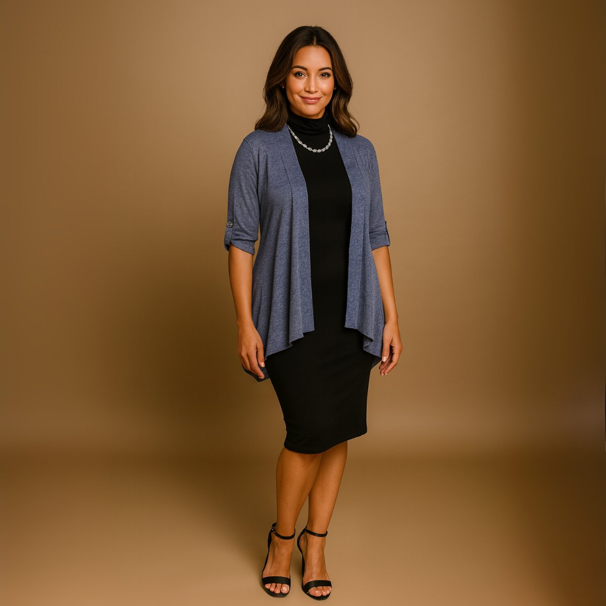 Dipped Hem Open Front Cardigan / Jacket