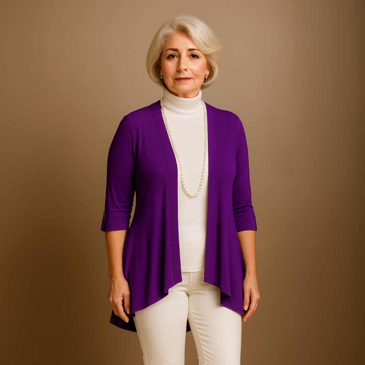 Dipped Hem Open Front Cardigan / Jacket