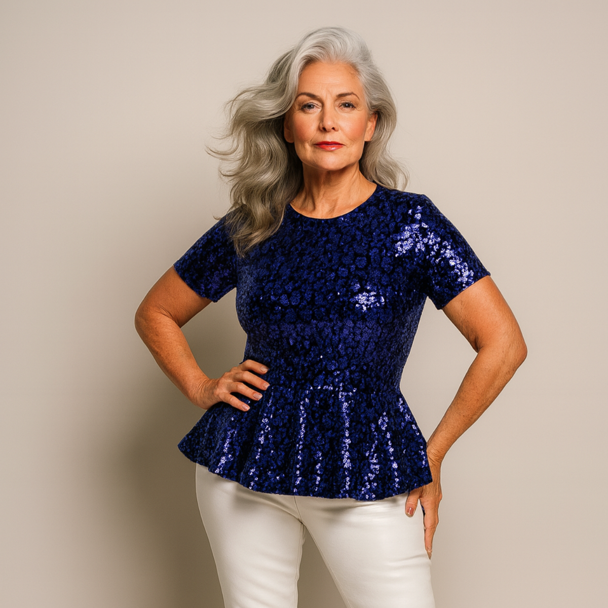Sparkly Sequin Peplum Party Top