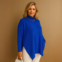 Fine Knit Turtle Neck Hanky Hem Jumper