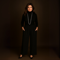 High Smock Waist Wide Leg Trousers With Pockets