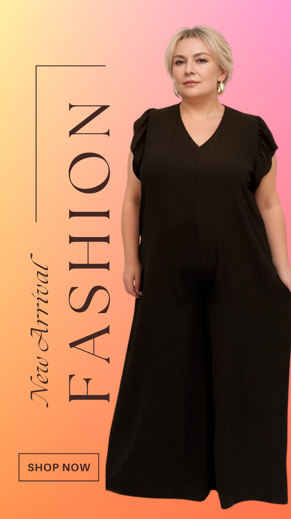 ROCKTHOSECURVES V NECK FRILLED CAP SLEEVE JUMPSUITBLACK / UK 16-18