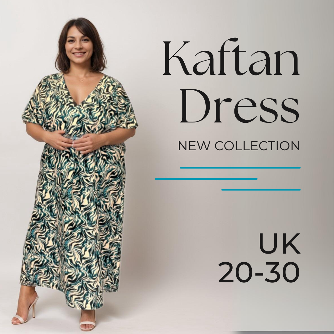 SWIRL PRINT LOOSE FITTING V NECK DRESS