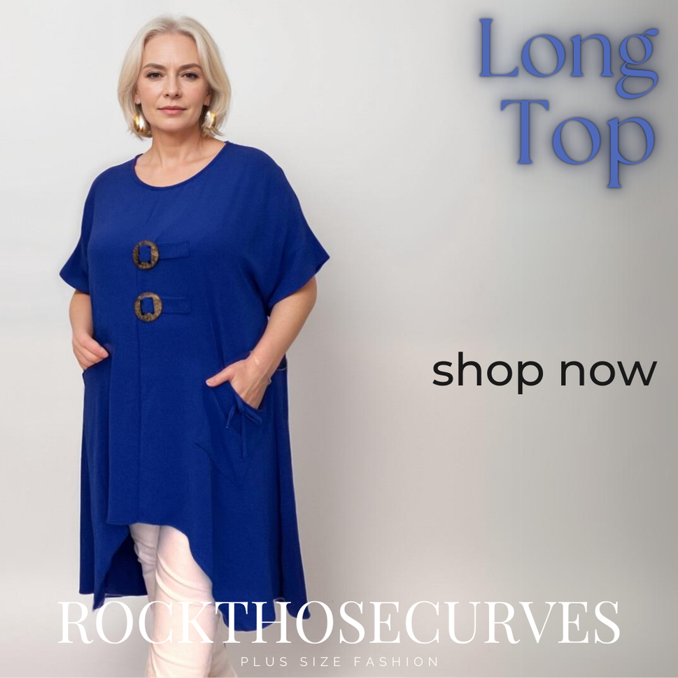 ROCKTHOSECURVES CUT OUT HEM LONG LENGTH BUTTON TOPROYAL BLUE / UK 12-14