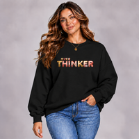 Long Cotton Sweatshirt with “Over Thinker” Logo