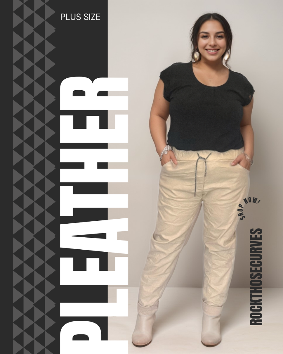 ROCKTHOSECURVES FAUX LEATHER VERY STRETCHY MAGIC TROUSERS / JEANSStone / UK 12-14