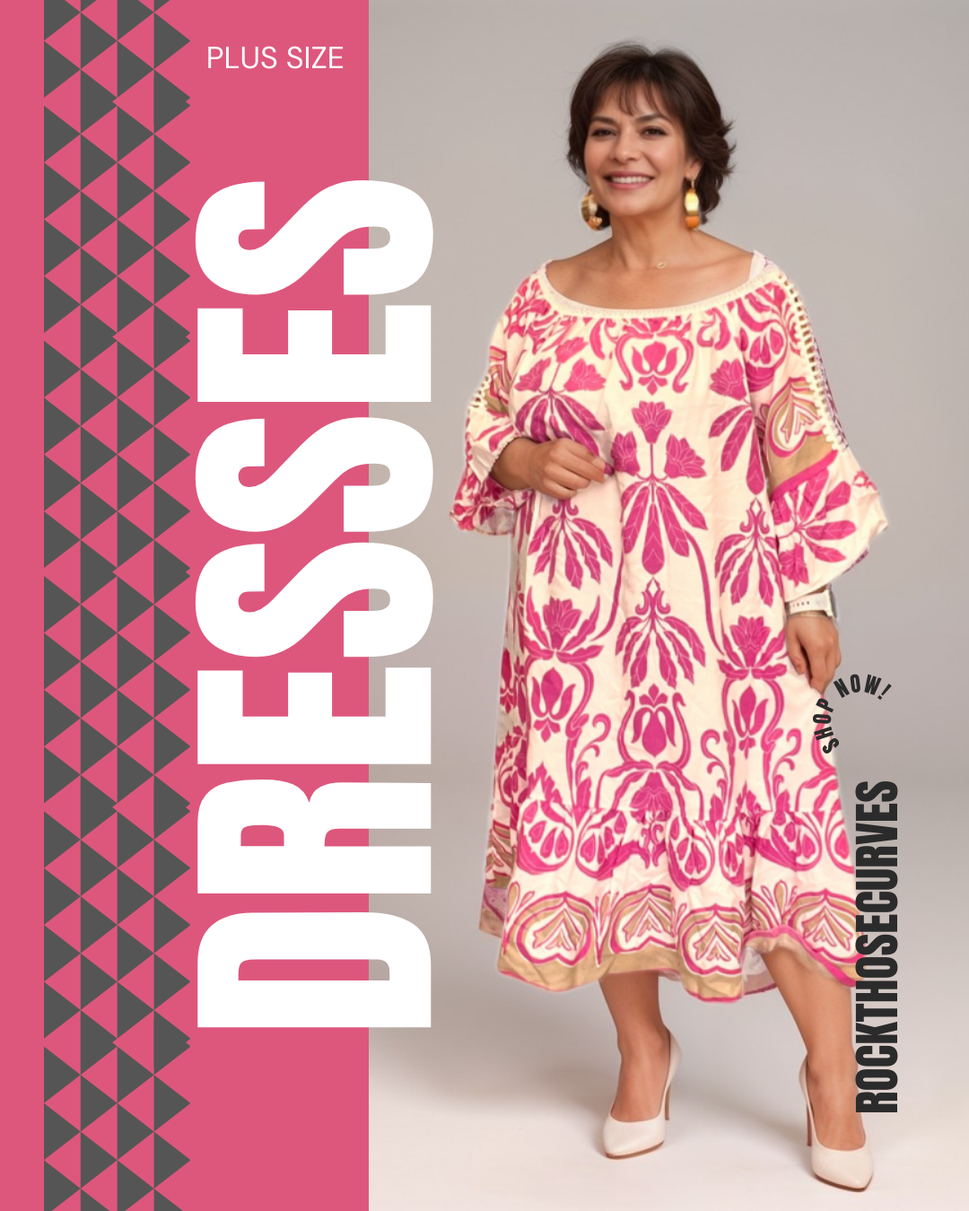 ROCKTHOSECURVES CROCHET SLEEVE BRIGHTLY COLOURED OFF SHOULDER GYSPY DRESSFUCHSIA / UK 16-18