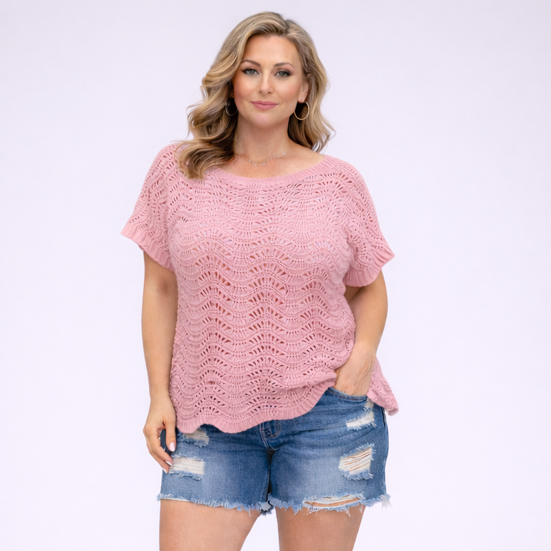 Crochet Cotton Wave Hem Top