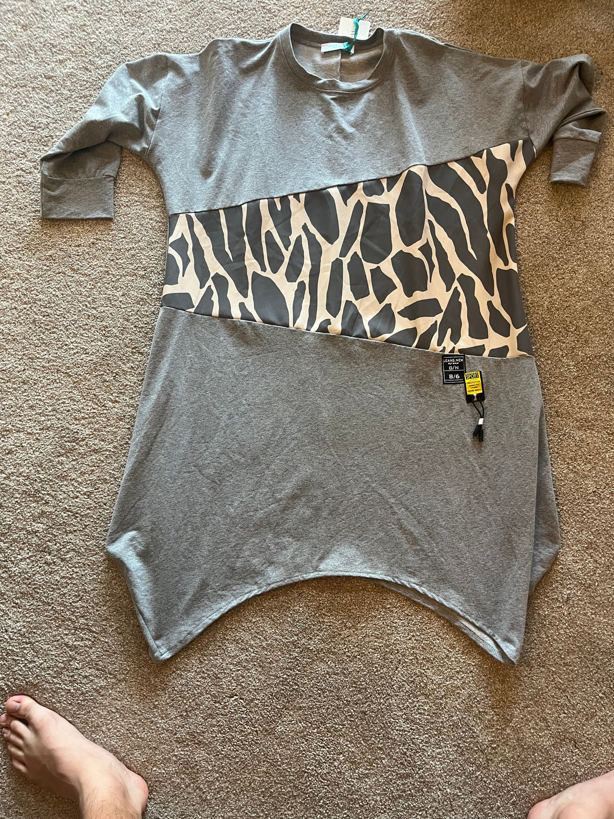 green and stone pattern and grey dress (Copy)