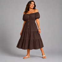Off Shoulder Frilled / Layered Gypsy Dress