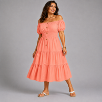 Off Shoulder Frilled / Layered Gypsy Dress