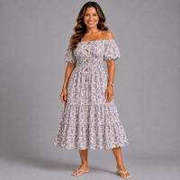 Ditsy Floral print  elastic waist gypsy Dress
