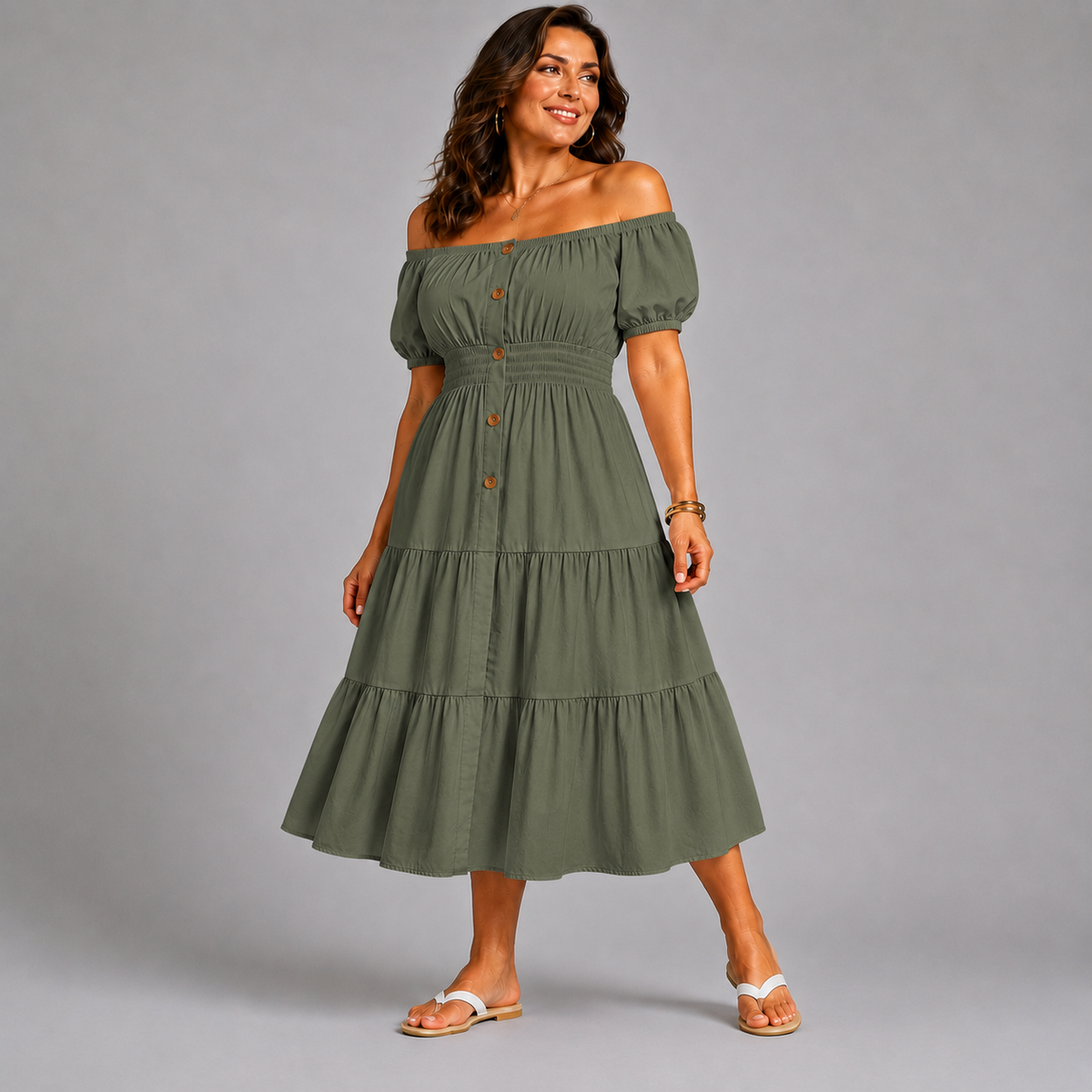 Off Shoulder Frilled / Layered Gypsy Dress