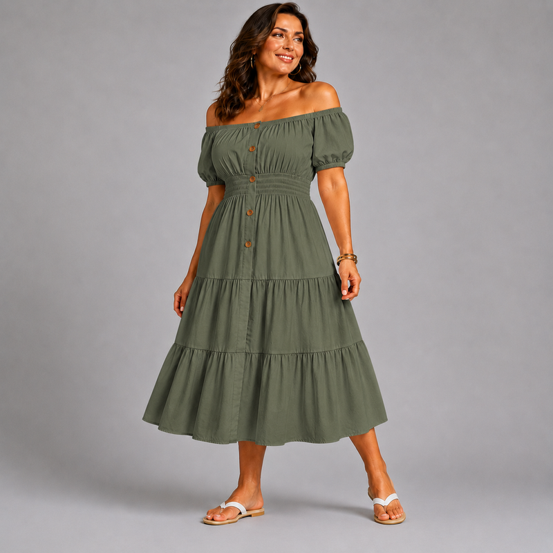 Off Shoulder Frilled / Layered Gypsy Dress
