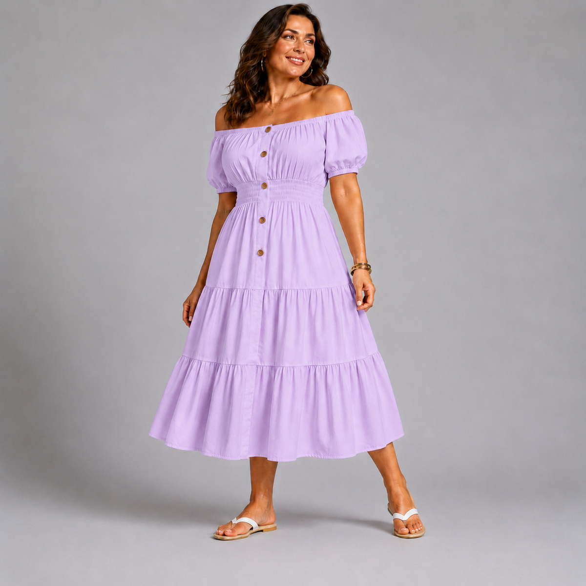 Off Shoulder Frilled / Layered Gypsy Dress