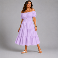 Off Shoulder Frilled / Layered Gypsy Dress