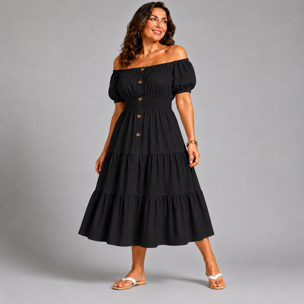 Off Shoulder Frilled / Layered Gypsy Dress