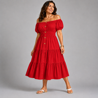 Off Shoulder Frilled / Layered Gypsy Dress