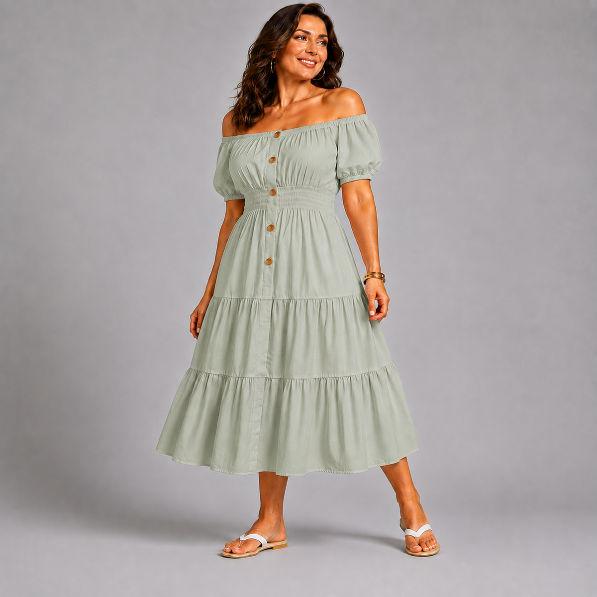 Off Shoulder Frilled / Layered Gypsy Dress