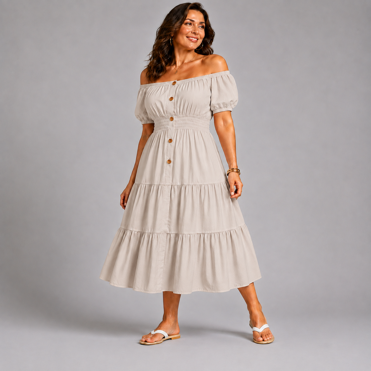 Off Shoulder Frilled / Layered Gypsy Dress