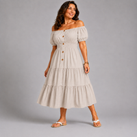 Off Shoulder Frilled / Layered Gypsy Dress