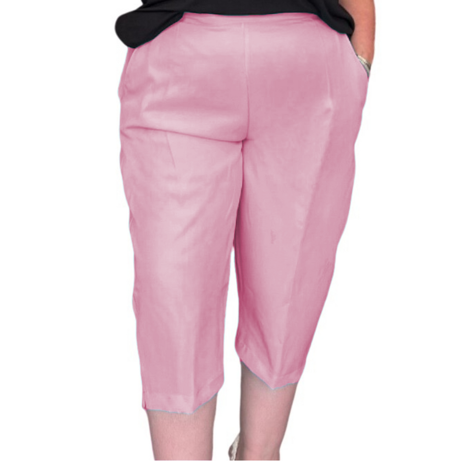 ROCKTHOSECURVES 1/2 ELASTIC WAIST 3/4 CAPRI TROUSERS / PANTSPINK / UK 12