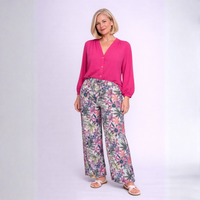 Bright Pattern Elastic Waist Stretchy Palazzo Trousers
