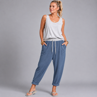 Plain Elastic Waist Joggers with Pockets