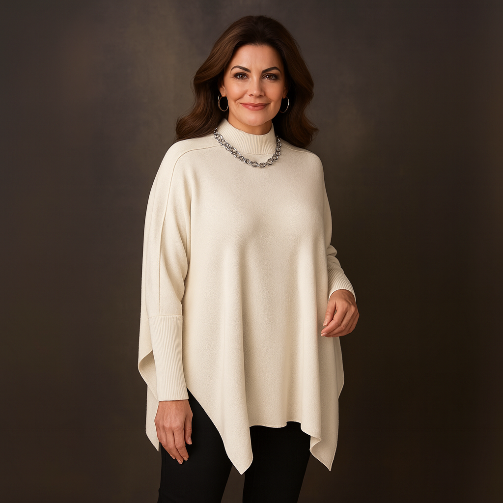 Fine Knit Turtle Neck Hanky Hem Jumper