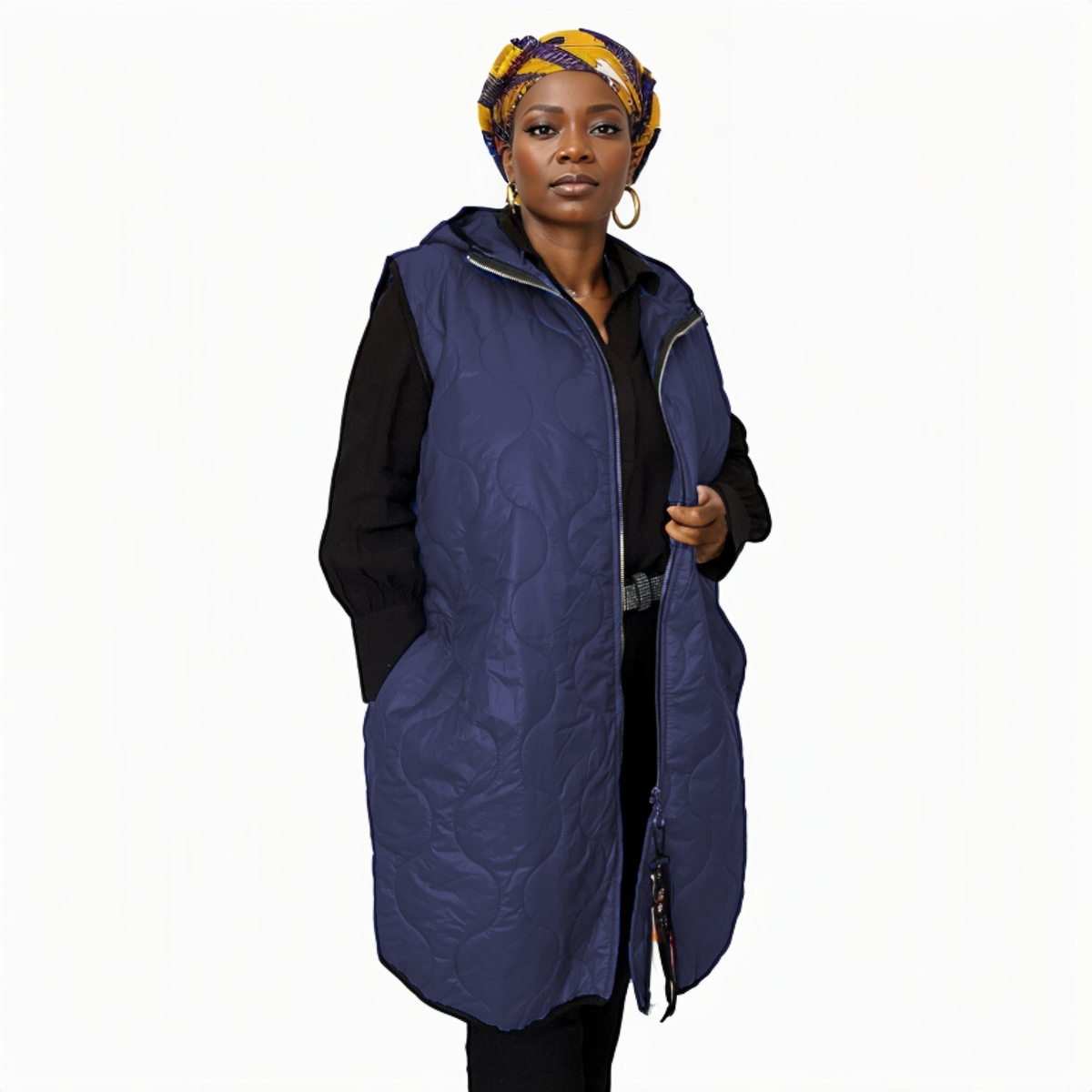 SLEEVELESS QUILTED COAT WITH HOOD JERKIN GILET rockthosecurves