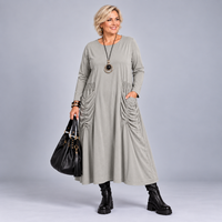 Heavy Cotton Midi Dress with Feature Pockets