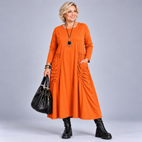 Heavy Cotton Midi Dress with Feature Pockets