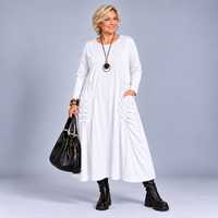 Heavy Cotton Midi Dress with Feature Pockets