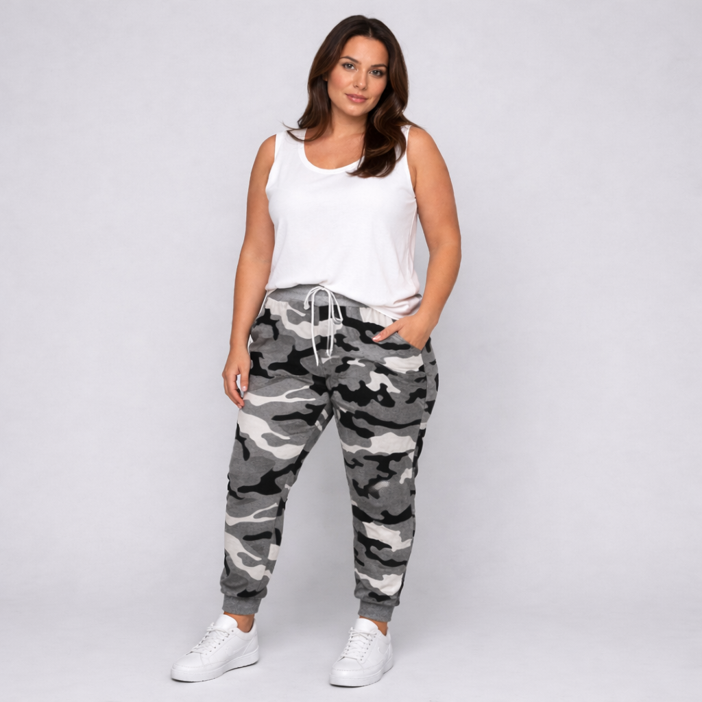 Camo Print Elastic Waist Pocket Joggers
