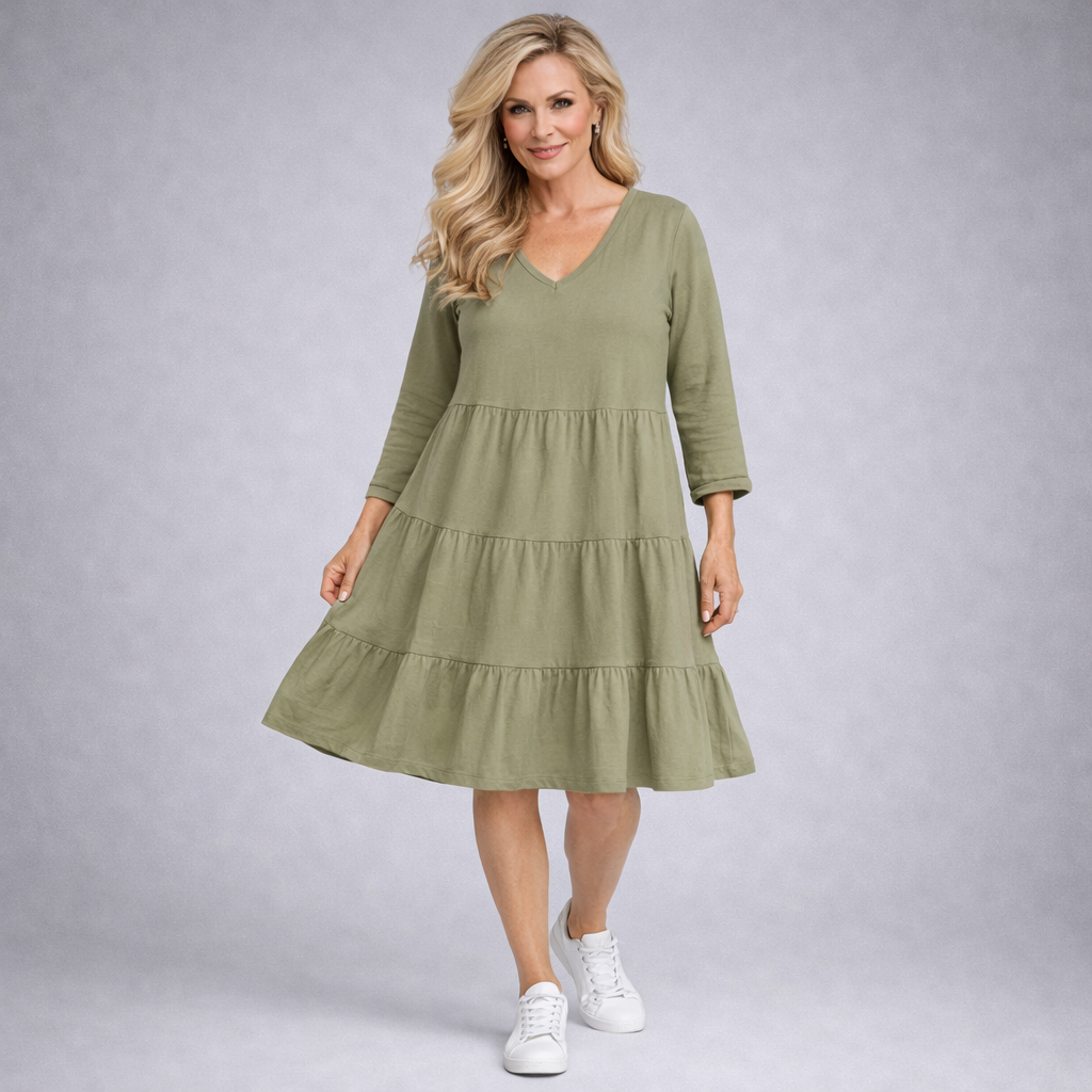V-Neck Soft Stretchy Layered Dress