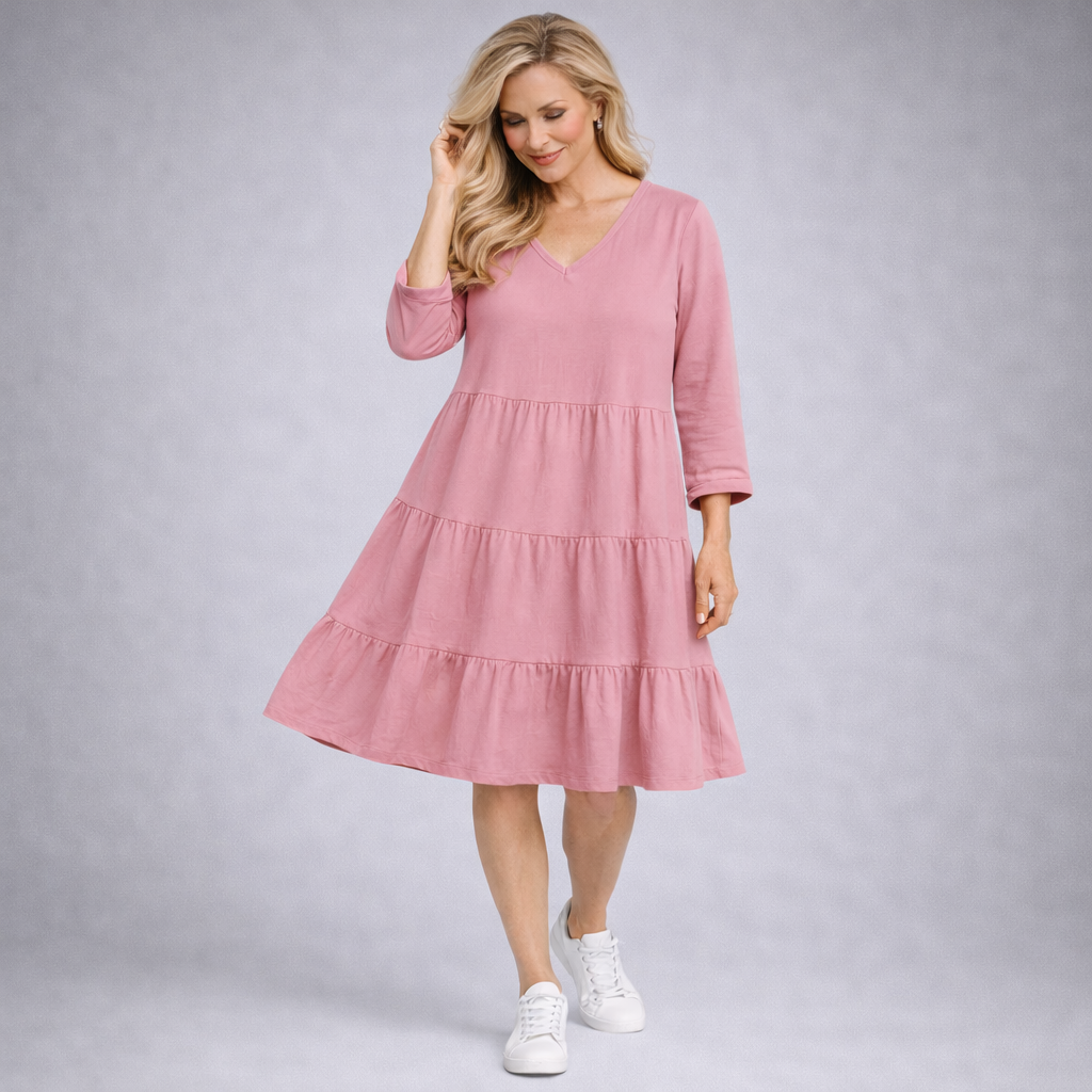 V-Neck Soft Stretchy Layered Dress