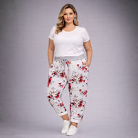 White Pink Floral Joggers with Pockets