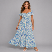 Sweetheart Neck Frilled Hem Maxi Dress
