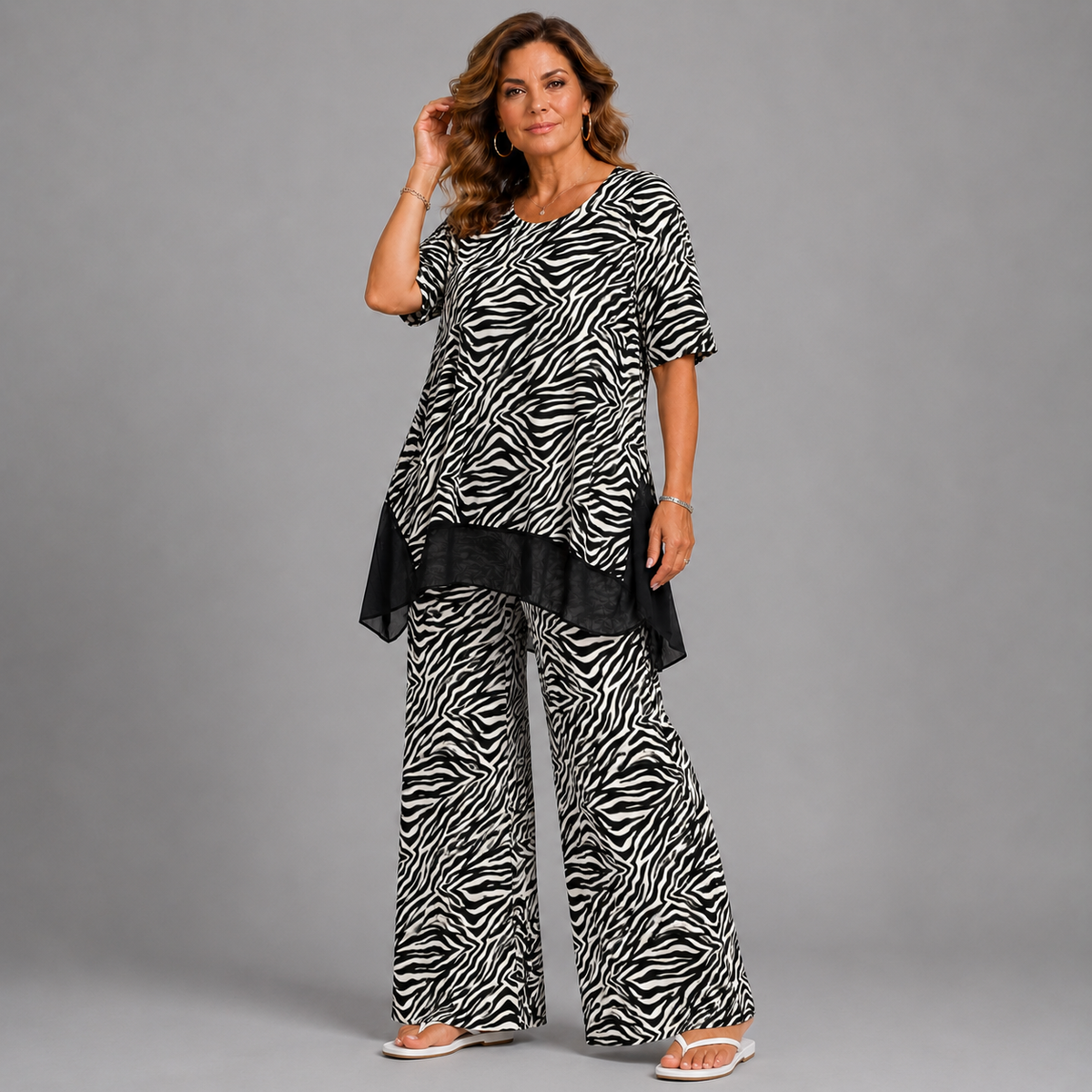 Zebra Print Two Piece Outfit Set