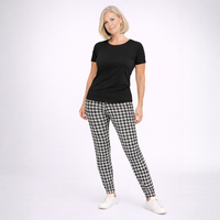 Black White Dogtooth High Rise Leggings