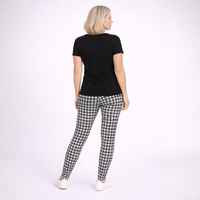 Black White Dogtooth High Rise Leggings