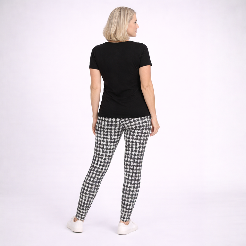 Black White Dogtooth High Rise Leggings