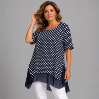 Polka Dot print Blouse with Chiffon Hem